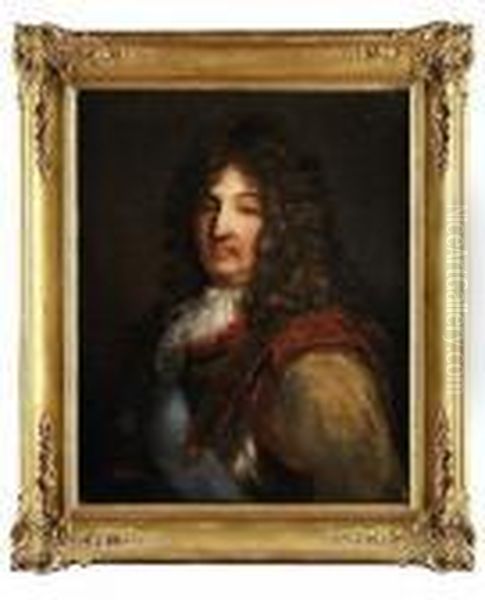 Portrait En Buste Du Roi Louis Xiv En Cuirasse,portant L'ordre Du Saint Esprit Oil Painting by Hyacinthe Rigaud