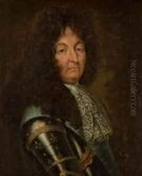 Portrait De Louis Xiv En Armure Oil Painting by Hyacinthe Rigaud