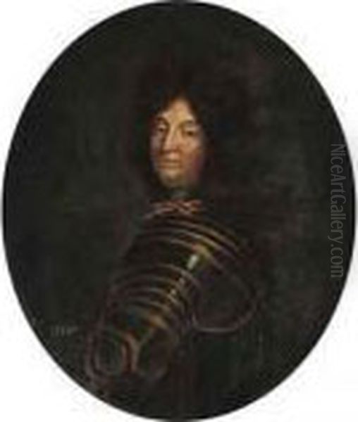 Portrait Of Louis Xiv, Half-length, In Armour Oil Painting by Hyacinthe Rigaud