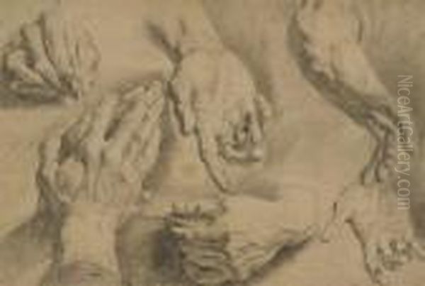 Study Of Hands Oil Painting by Hyacinthe Rigaud