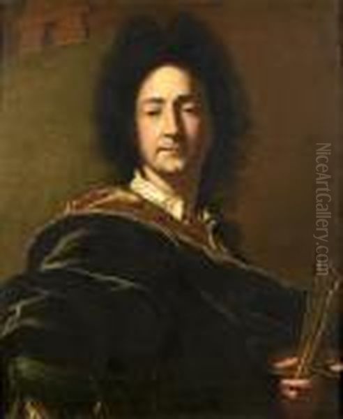 Self-portrait Of The Artist Oil Painting by Hyacinthe Rigaud