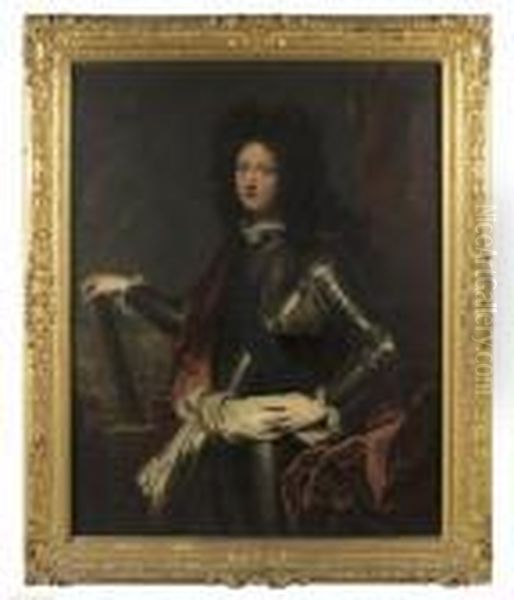 Portrait Du Duc De Chartres, Futur Regent De France, Devant Unebataille Oil Painting by Hyacinthe Rigaud