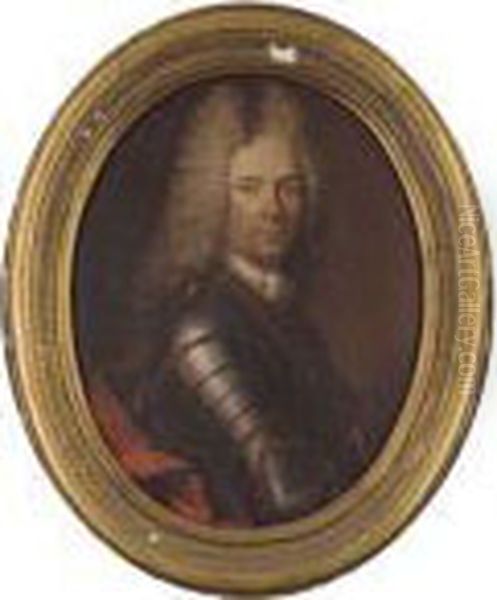 Portrait Of A Gentleman, Bust-length, In Armour Oil Painting by Hyacinthe Rigaud