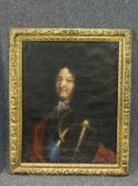 Portrait Of King Louis Xiv Of France Half Length, In Armour Oil Painting by Hyacinthe Rigaud