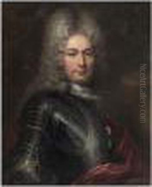 Portrait D'homme En Armure Oil Painting by Hyacinthe Rigaud