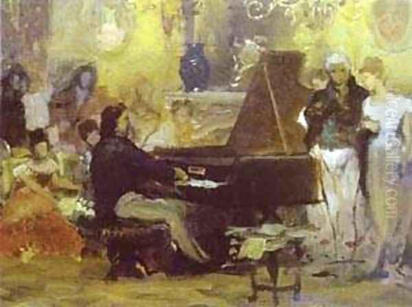 Chopin Performing In The Guest Hall 1887 Oil Painting by Henryk Hector Siemiradzki