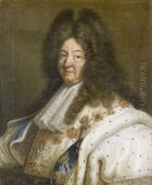 Bildnis Ludwigs Xiv. Im Kronungsornat. Oil Painting by Hyacinthe Rigaud