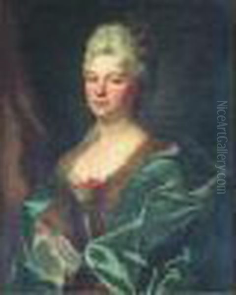 Portrait De Madame La Presidente De La Mesangere Oil Painting by Hyacinthe Rigaud