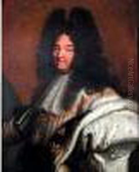 Portrait De Louis Xiv (1638 - 
1715) En Costume De Majeste Avec Le Grand Collier De L'ordre Du 
Saint-esprit. Oil Painting by Hyacinthe Rigaud