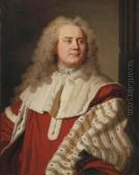 Portrait Of A Gentleman, Believed To Be An Officer Of Theparliament, Bust-length Oil Painting by Hyacinthe Rigaud