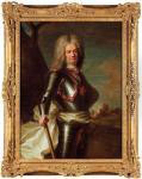 Portrait Of A Knight Of The Royal And Military Order Of St. Louis Oil Painting by Hyacinthe Rigaud