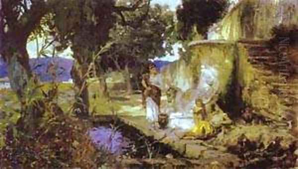 By A Pool 1890 Oil Painting by Henryk Hector Siemiradzki