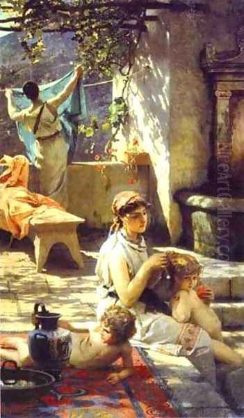 By A Pool 1895 Oil Painting by Henryk Hector Siemiradzki