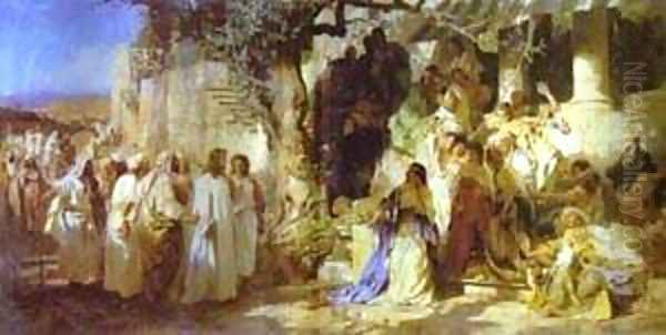 Christ And Sinner The First Meeting Of Christ And Mary Magdalene 1873 Oil Painting by Henryk Hector Siemiradzki