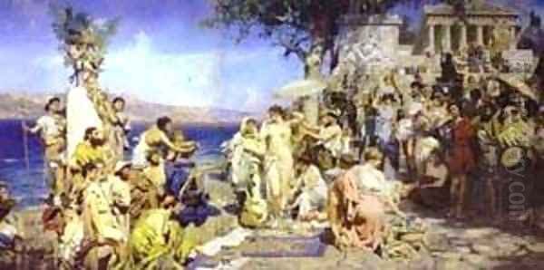 Phryne At The Festival Of Poseidon In Eleusin 1889 Oil Painting by Henryk Hector Siemiradzki