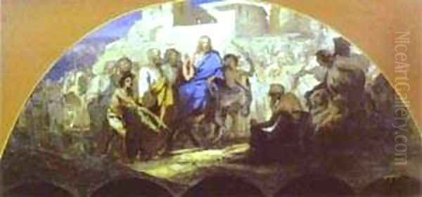 Entrance Of Christ Into Jerusalem 1876 Oil Painting by Henryk Hector Siemiradzki