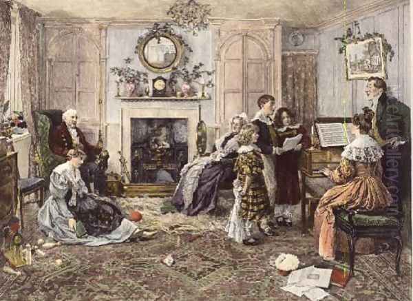 Christmas Carols Oil Painting by Walter-Dendy Sadler