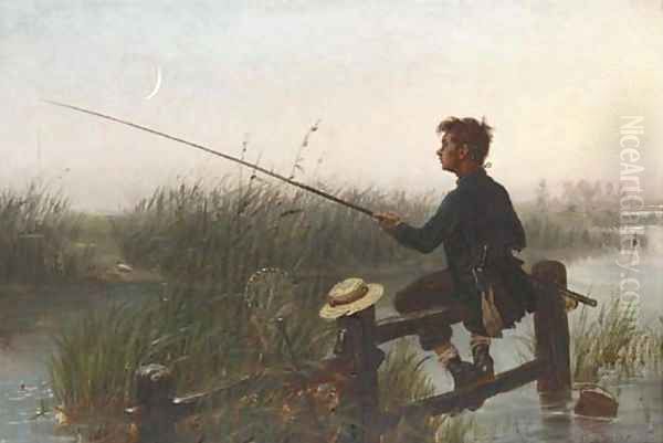 Fishing at twilight Oil Painting by Walter-Dendy Sadler