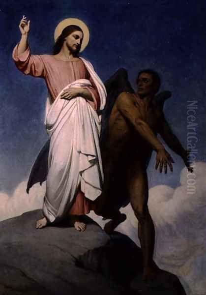 The Temptation of Christ, 1854 Oil Painting by Ary Scheffer