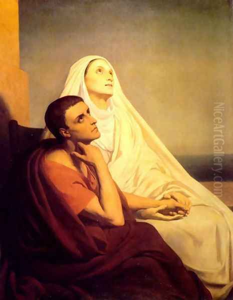 Saint Augustin et sa Mere Monique (Saint Monique and Saint Augustine) Oil Painting by Ary Scheffer