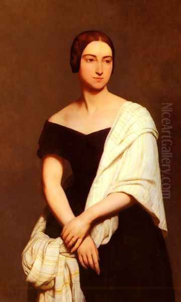 Portrait De Mme. Frederick Kent (Portrait of Mrs. Frederick Kent) Oil Painting by Ary Scheffer