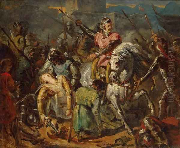 Death of Gaston de Foix in the Battle of Ravenna on 11 April 1512 Oil Painting by Ary Scheffer