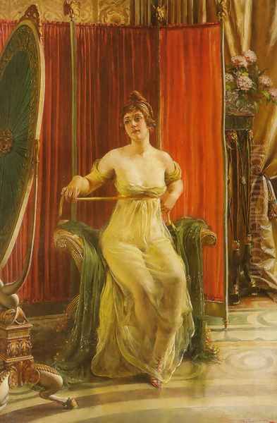 A Lady in her Boudoir Oil Painting by Charles Joseph Frederick Soulacroix