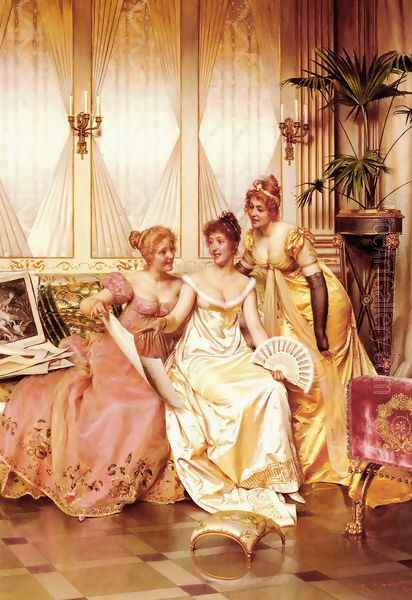 Les Trois Connaisseuses (The Three Connoisseurs) Oil Painting by Charles Joseph Frederick Soulacroix