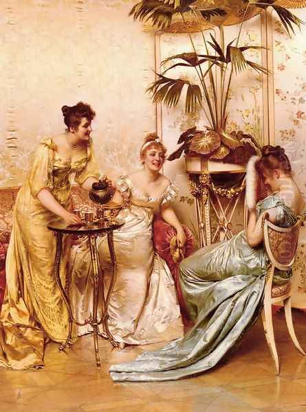 The Tea Party Oil Painting by Charles Joseph Frederick Soulacroix