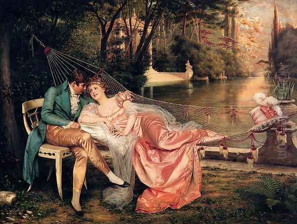 Flirtation I Oil Painting by Charles Joseph Frederick Soulacroix