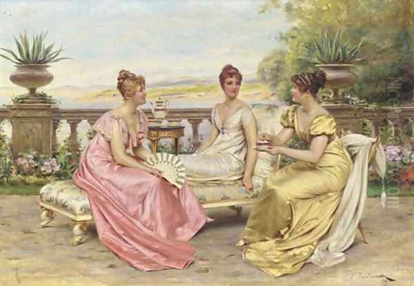 An Idle Afternoon Oil Painting by Charles Joseph Frederick Soulacroix