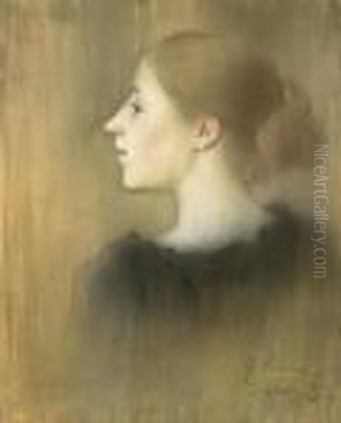 Profile Of A Young Woman Oil Painting by Jozsef Rippl-Ronai