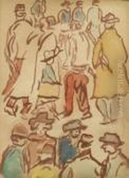 Scene De Rue Oil Painting by Jozsef Rippl-Ronai