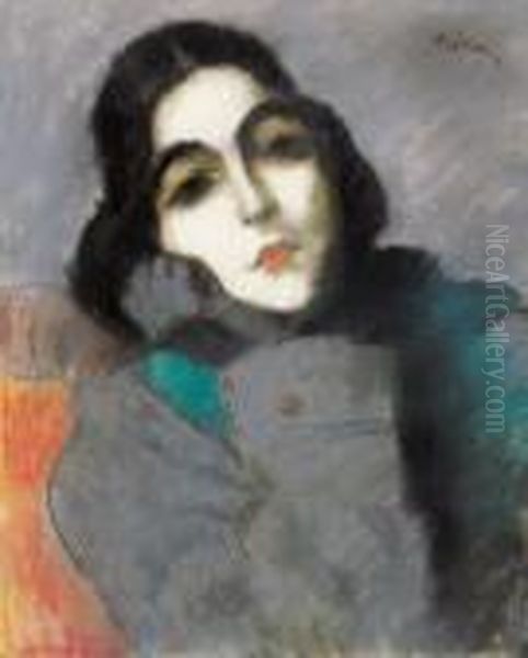 Portrait Of Zdenka Ticharich Oil Painting by Jozsef Rippl-Ronai