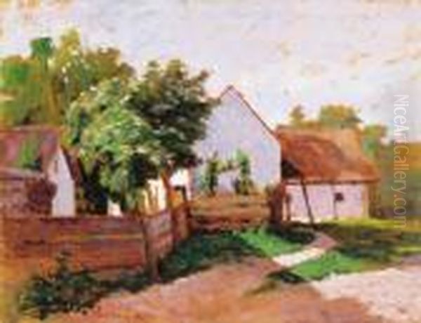 Sunlit Houses Oil Painting by Jozsef Rippl-Ronai