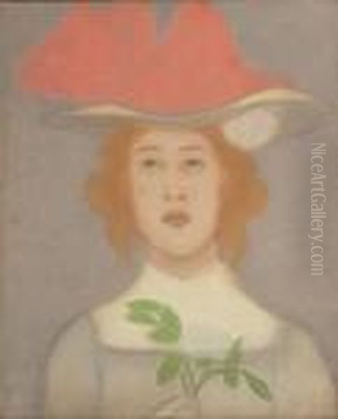 The Girl With The Red Hair Oil Painting by Jozsef Rippl-Ronai