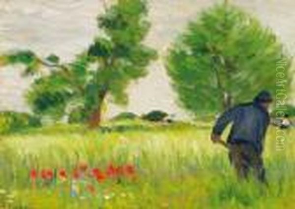 Field With Poppies Oil Painting by Jozsef Rippl-Ronai