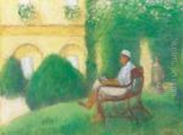 In The Garden Oil Painting by Jozsef Rippl-Ronai