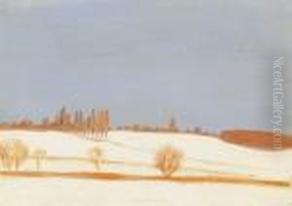 Winter (landscape In Somogy) Oil Painting by Jozsef Rippl-Ronai