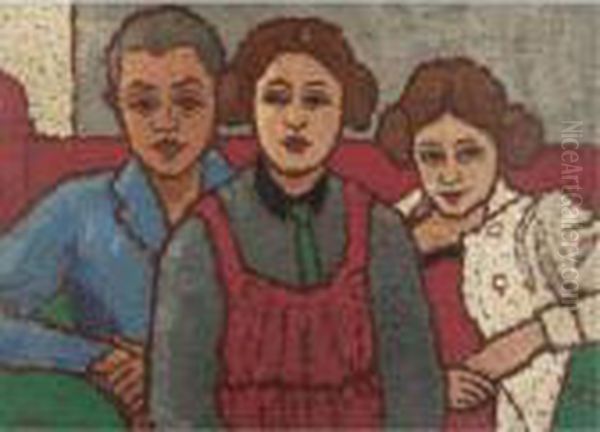 Three Figures Oil Painting by Jozsef Rippl-Ronai