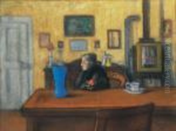 Yellow Room Oil Painting by Jozsef Rippl-Ronai