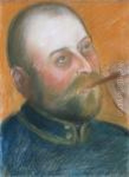 Man With Cigar Oil Painting by Jozsef Rippl-Ronai