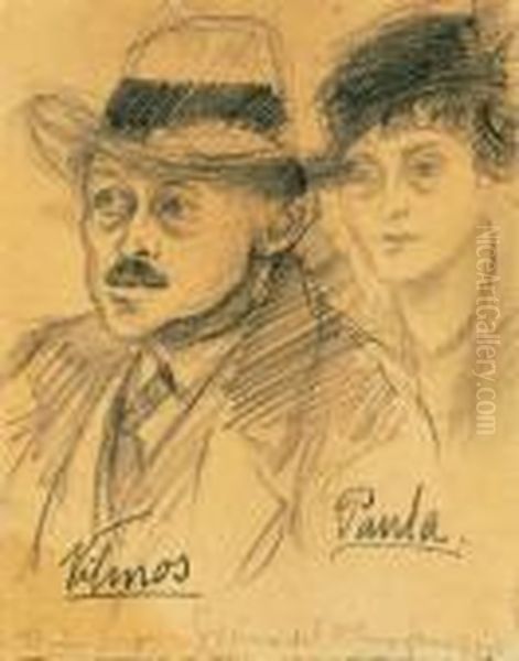 Vilmos And Paula Grunwald Oil Painting by Jozsef Rippl-Ronai