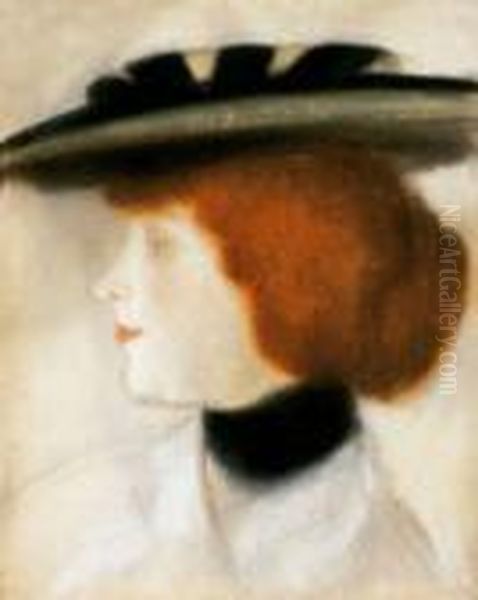 Red-haired Woman Oil Painting by Jozsef Rippl-Ronai