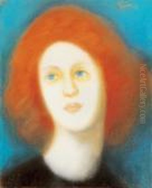 Red-haired Woman Oil Painting by Jozsef Rippl-Ronai