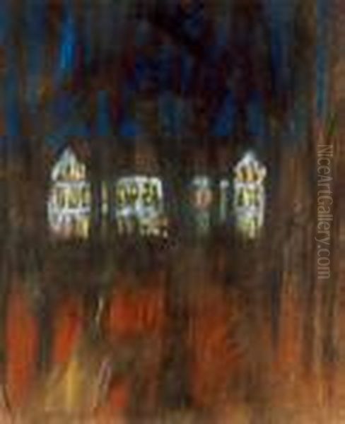 The Castle Of Toketerebesi At Night Oil Painting by Jozsef Rippl-Ronai