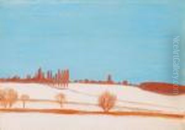 Winter (hills In Somogy) Oil Painting by Jozsef Rippl-Ronai