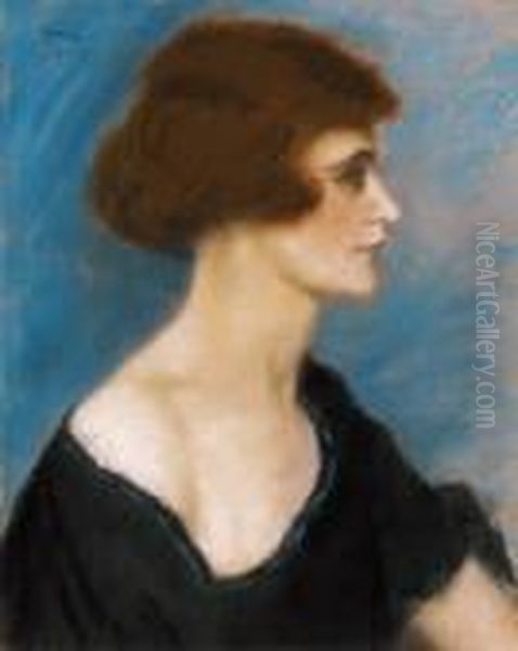 Actress (rozsi Ilosvai ) Oil Painting by Jozsef Rippl-Ronai