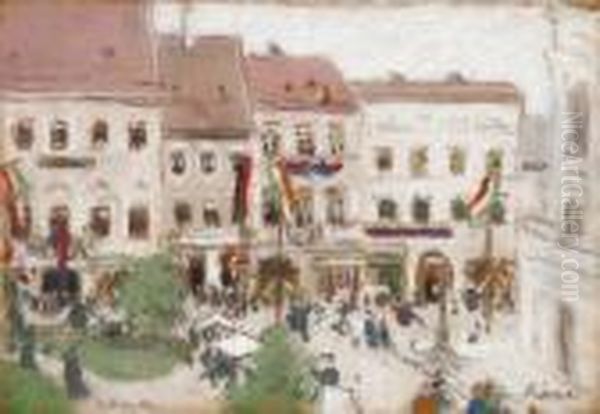 The Rakoczi - Celebration In 
Kassa, 1903, July, 26. The 300th Anniversary Of The War Of Independence 
Led By Ferenc Rakoczi Oil Painting by Jozsef Rippl-Ronai