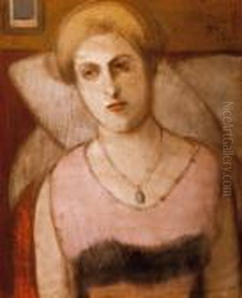 Woman With A Turquoise Medal Oil Painting by Jozsef Rippl-Ronai